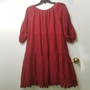 Burgundy Peasant Dress Size 3X (NWT)